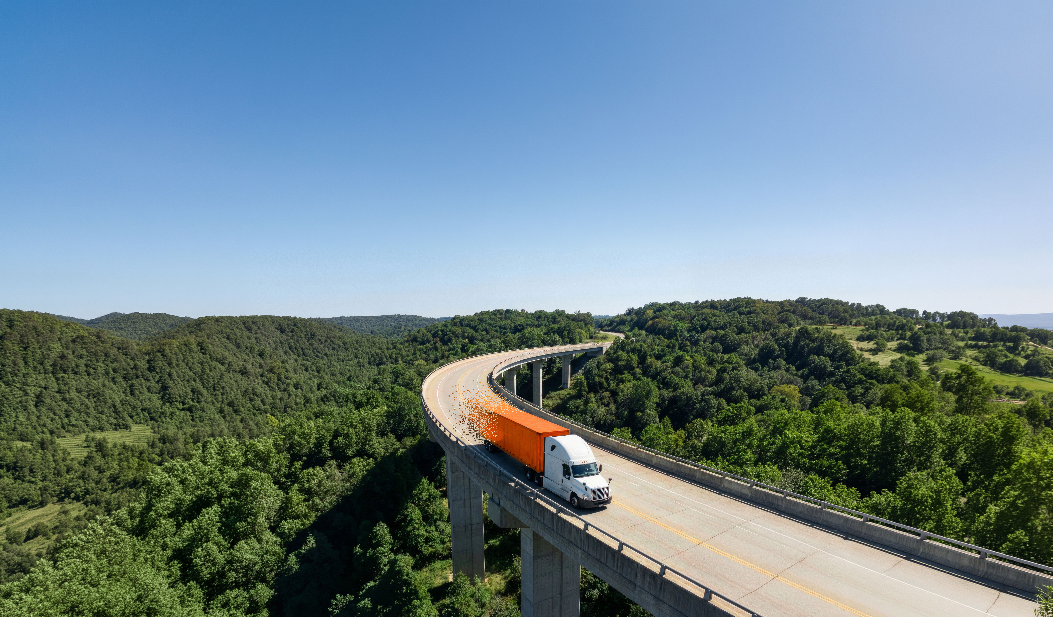A Nauta-tracked shipment crossing a bridge.